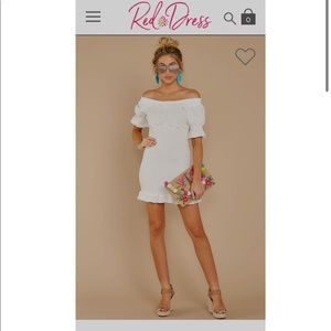 Red Dress Sassy Silhouette Off the Shoulder Dress